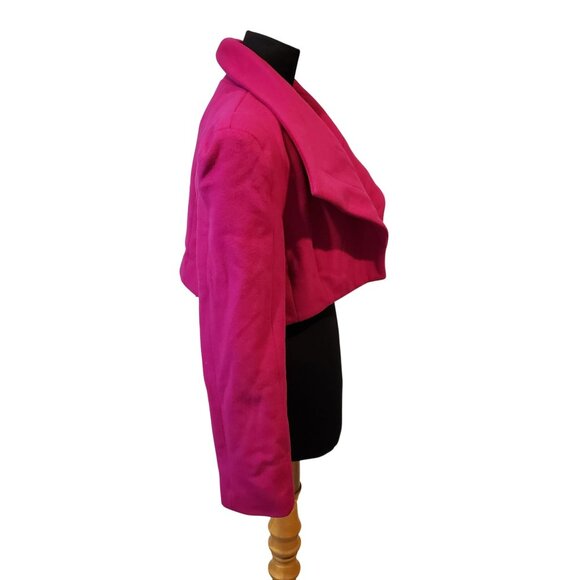 NEW Sergio Hudson Peony Magenta Pink Draped Cropped Wool Cashmere Jacket Fun - Picture 14 of 15